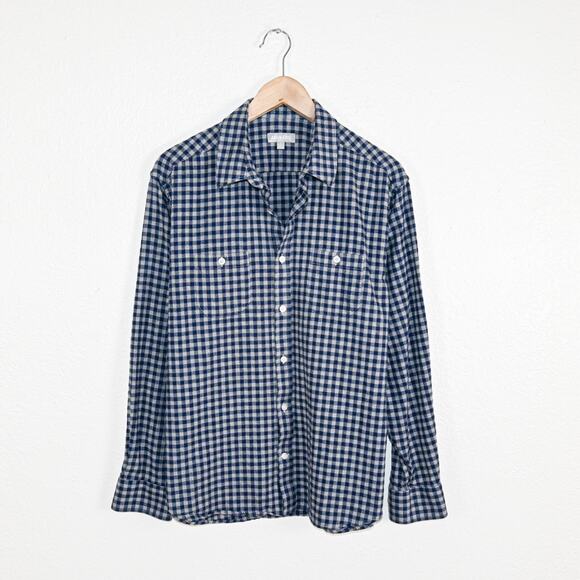 ASH & ERIE Men's Button up Flannel Shirt in Blue Grey Gingham check size Large - Picture 1 of 7